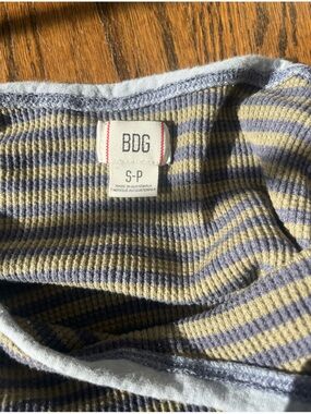 BDG Striped Waffle Tee in Baby Blue & Pale Yellow